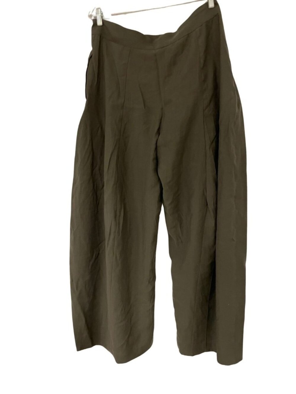 Zara Womens Pants Pleats Trousers XL Brown Wide Leg Zw Collection 6136/245 NWT - Picture 3 of 14